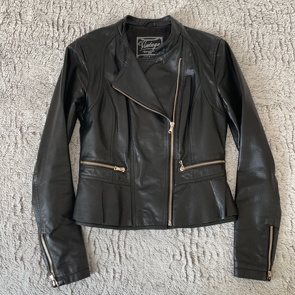 New Look leather jacket bike zipper XS, S short